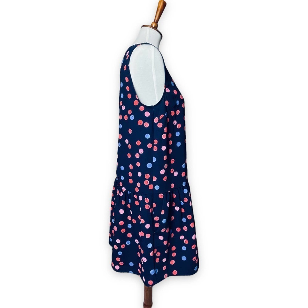 🍀Cynthia Rowley Womens Blue Cherry Print Round Neck Shift Dress 10 - Picture 2 of 12